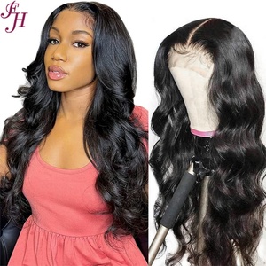 FH High Quality Full Thick 100% Unprocessed Natural Smooth Human Hair <b>Wig</b> 13x4 Transparent Lace Wavy Lace Frontal <b>Wigs</b> - Product Image 1