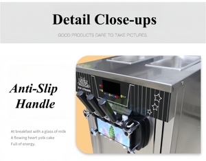 Machine à glace molle de comptoir 3 saveurs avec deux réservoirs de mélange, 220V, 200 portions/heure, qualité commerciale pour magasin/café, pour yaourts glacés - Product Image 2