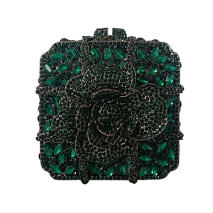 Women Glittering Floral Rhinestone Clutch Purse Opulent Square <b>Box</b> Crystal Evening Bag for Engagement Anniversary - Product Image 6