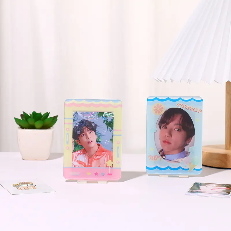 Toptan özelleştirilmiş baskı kpop mini kawaii akrilik fotocard manyetik tutucu dekorasyon için kapak