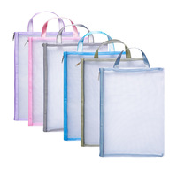 Sac de rangement portable en maille transparente A4 grande capacité avec fermeture éclair pour documents, fournitures scolaires et devoirs