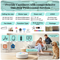 Ventilateur de plafond encastré de 42 pouces avec lumière, haut-parleur Bluetooth, télécommande, LED 3 couleurs à intensité variable, moteur DC