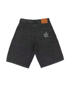 Haute qualité Hip-Hop lettre imprimé Denim Shorts nouveauté printemps été Collection décontracté jambe large pantalon court tissé OEM - Product Image 5