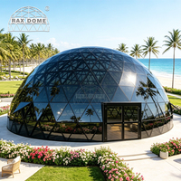 Геодезический купольный дом RAXDOME 15M 20M из черного стекла для глэмпинга на побережье, курортов и мероприятий