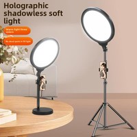 Anneau lumineux de 14 pouces avec trépied de 2,1 m, éclairage d'appoint plein écran et support de téléphone pour diffusion en direct professionnelle et maquillage