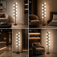 Moderne Stehlampe mit Milchchrom-Glaskugel G9, Sandschwarz, für Wohnzimmer, Neben Sofa oder Sessel, Schlafzimmer, Lounge