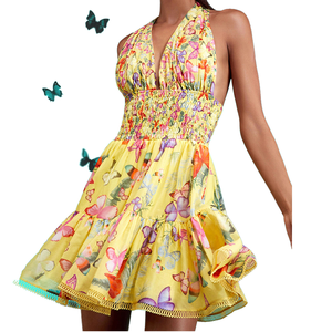 Mini Abito Estivo Casual Sexy e Snellente con Stampa, Senza Spalline, Senza Maniche, con Vita Impero per <span class=keywords><strong>Donna</strong></span> - Product Image 1