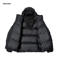 Veste matelassée en toile noire personnalisée pour hommes col montant fermeture à glissière manteau d'hiver décontracté pour l'automne avec devant enduit