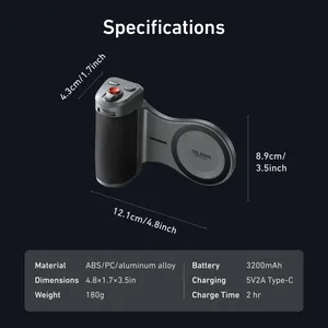 TELESIN Set Impugnatura Magnetica in Alluminio per iPhone 17 Pro/Pro Max con Powerbank da 3200mAh e Ricarica Wireless - Product Image 6