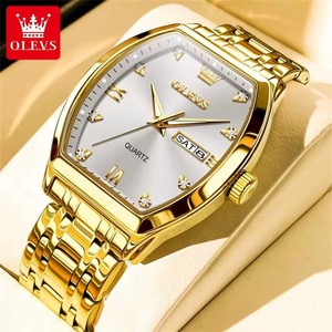 Reloj para hombre 5528, marca original, reloj de cuarzo para negocios, resistente al agua, luminoso, con esfera tonneau, reloj con fecha y día. - Product Image 6