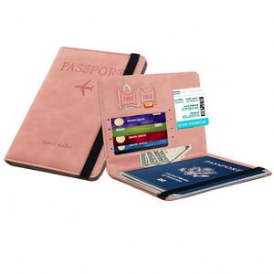 Porte-passeports vintage en cuir PU YY6475 bloquant les signaux RFID pour cartes de crédit / passeports avec sangle - Product Image 1
