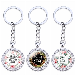 Holy Bible Keychains Scripture Jewelry Christian Gifts Church Souvenir Crystal Rhinestone Silvery Key Chain