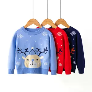 어린이 스웨터 2022 새로운 가을 겨울 크리스마스 눈 사슴 소년과 소녀 바닥 스웨터 어린이 착용