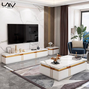 Mesa de centro rectangular blanca de lujo para sala de estar, mesa de centro nórdica para apartamento de Hotel con cajón y soporte de <span class=keywords><strong>TV</strong></span>, juego de muebles - Product Image 4