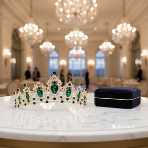 Tiara de <span class=keywords><strong>Novia</strong></span> de Alta Calidad, Estilo Europeo y Americano, Estilo Barroco, con Pedrería, Corona de Princesa, Tiara de <span class=keywords><strong>Novia</strong></span> - Product Image 1