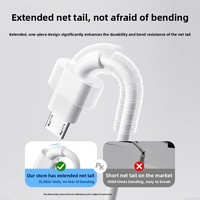 Câble de données Micro USB 6A à charge rapide, compatible universellement avec Honor et autres téléphones Android, conception trapézoïdale à une seule tête, PVC