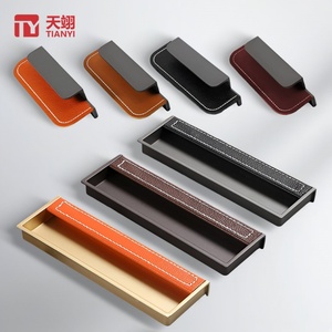 Manijas de Aleación de Aluminio y Cuero para Muebles, Armarios, Cómodas, Hoteles - Manijas Ocultas Integradas para Uso en Cocina - Product Image 1