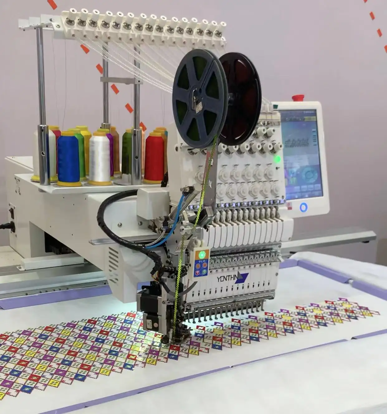 Single head twins sequins15 needle flat embroidery machine with big embroidery area 600x1200