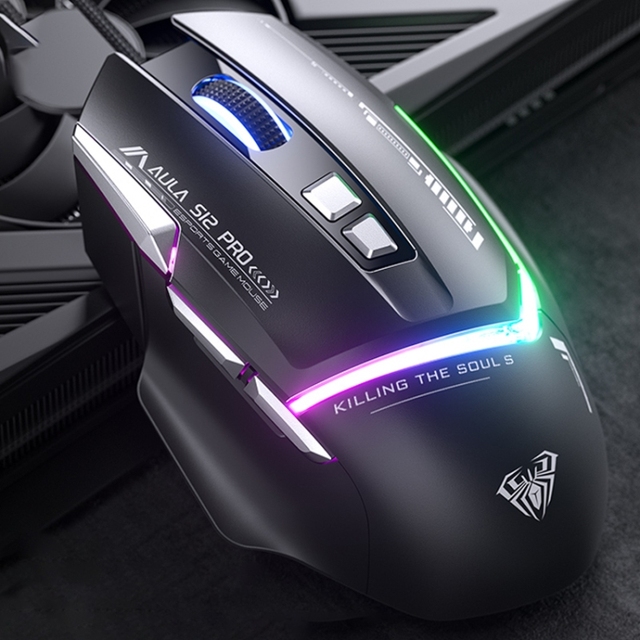 Explosive Models AULA S12 Pro 12800DPI Wired RGB Gaming Mouse USB Wired Game Mice