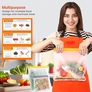 Bolsas Reutilizables de Almacenamiento de Alimentos de PET de un Galón, Libres de BPA, a Prueba de Fugas, Aptas para Lavavajillas, Bolsas de Plástico PE para Congelador - Product Image 4