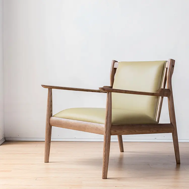 Cadre en bois massif moderne de milieu de siècle, fauteuils à une place, chaise de salon d'intérieur, d'accent d'hôtel