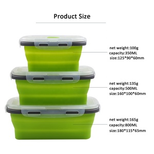 Juego de 3 contenedores de almacenamiento plegables de goma de silicona fiambreras plegables para almacenamiento conveniente de alimentos - Product Image 5