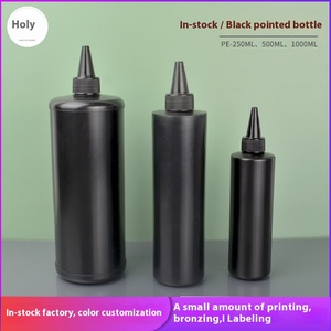 Bouteille de vernis à ongles cylindrique polie noire opaque de 500ml personnalisée avec <span class=keywords><strong>nez</strong></span> pointu Goutte de résine UV de 250ml et bouteille de colle de 1L - Product Image 2
