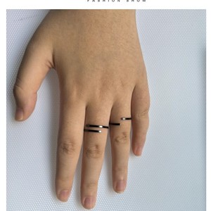 Memory Elastic Flat Cord Ring Alloy Black Silver White Jewelry Findings For DIY Unisex Round 003 Shenzhen - Product Image 3