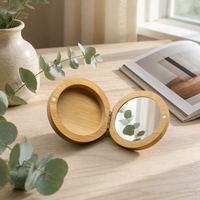 Palette de fards à paupières magnétique ronde naturelle, boîte cosmétique en bois de bambou