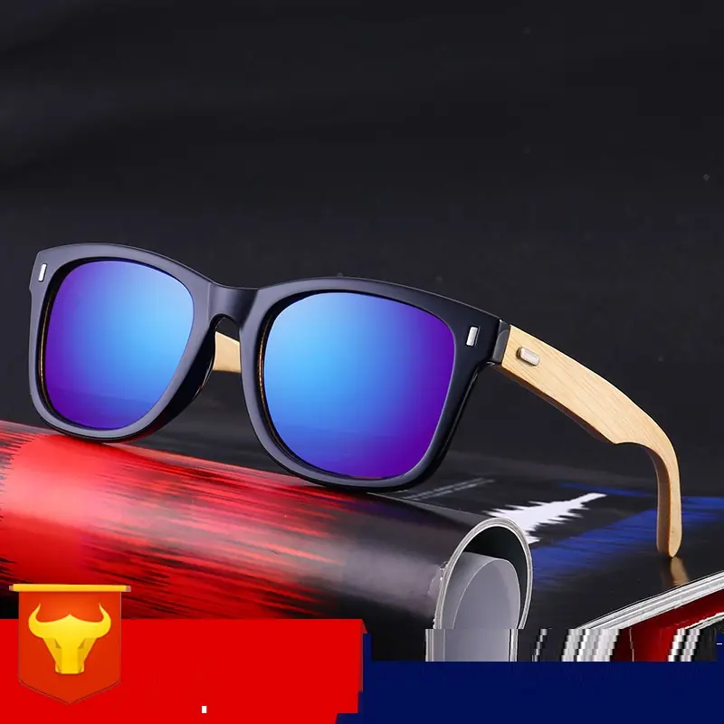 Óculos de sol personalizados por atacado óculos de sol de bambu baratos com espelho UV400 óculos de sol de madeira
