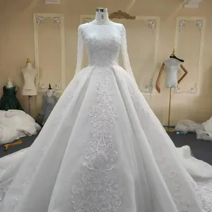 S9264F 2024 Новое Элегантное кружевное платье невесты с длинным рукавом, дизайнерское свадебное платье