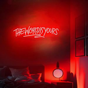 Insegna al Neon 'The World Is Yours', Luce LED Personalizzata Alimentata USB per Casa, Camera da Letto, Soggiorno, Ufficio, Bar, Decorazione Murale, Feste - Product Image 3