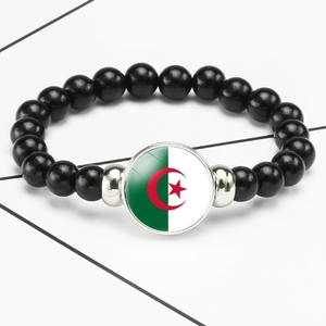 Bracelet en perles de verre élastique noir tendance pour femmes MECYLIFE, motif drapeaux africains, idéal pour un cadeau, fabriqué en Chine, modèle MBA0023 - Product Image 5