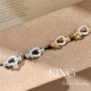 King <b>Silver</b> Jewelry Horseshoe Buckle <b>Stud</b> Earrings S925 Sterling <b>Silver</b> Gold Plated Minimalist Luxury Style Everyday Wear - Product Image 1