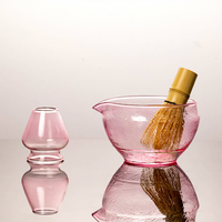 Ensemble classique de bols à matcha en verre pur, fouet Chasen, support pour fouet, outils pour préparer le thé matcha, ustensiles en verre pour la préparation du matcha, ensemble de supports pour Chawan