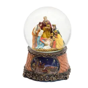 Polyresin/Nhựa Giáng Sinh Tuyết Globe Ba Kings Chúa Giáng Sinh Cảnh 6 Inch Musical Glitter Dome Chơi Tune Little Drummer Cậu Bé