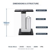 Actionneur linéaire 12V 24V 2500N 50W IP65 pour lit médical et équipement de manutention de patients, course de 80 mm