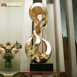 Décoration d'intérieur nautique antique, sculptures en résine personnalisées, arts abstraits, électroplatées or rose et argent - Product Image 4