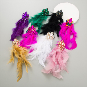Personalizar venta al por mayor a granel Vintage hecho a mano bohemio largo borla pluma Real gota colgante <span class=keywords><strong>aro</strong></span> fino pendiente de moda para mujer - Product Image 6