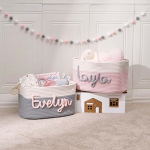 Cesta de bebé <span class=keywords><strong>personalizada</strong></span>, cesta de juguete, regalo de recién nacido, regalo de <span class=keywords><strong>nombre</strong></span> de bebé, regalo de Navidad para bebé, cesta de regalo de bebé de algodón de cuerda, - Product Image 5