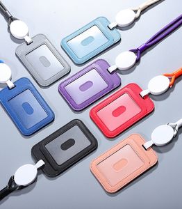 <span class=keywords><strong>Porte</strong></span>-<span class=keywords><strong>badge</strong></span> avec poche latérale zippée Plusieurs fentes pour cartes <span class=keywords><strong>Porte</strong></span>-monnaie en cuir avec lanière de cou pour le personnel de bureau - Product Image 5