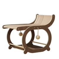 Chaise longue et lit pour chat intégrés en bois massif avec tapis en sisal résistant aux griffures et sans peluches