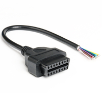 Câble OBD II vers Pigtail OEM DIY personnalisé, 30 cm, 16 fils, 2 mm, étamé, mâle-femelle, à dénuder