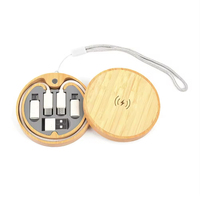 Kit de câbles écologiques ronds avec chargeur sans fil 15W, cordon multi-chargeur 6 en 1, câble USB à charge rapide 3A PD60W, câble de données, porte-clés