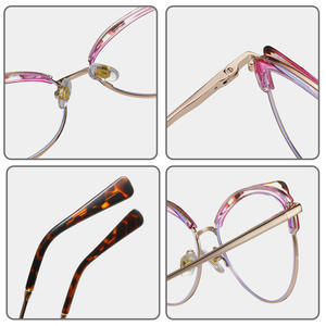 Monture de lunettes ronde pleine monture 87324 avec protection anti-lumière bleue, unisexe, monture en métal TR90 pour usage quotidien - Product Image 1