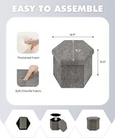 Chengjun Banc Ottoman Pliant Multifonctionnel en Tissu Velours 43*38*38cm, Polygone, pour Entrée, avec Rangement Intégré pour Chaussures