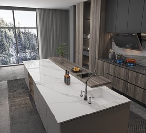 Super Jumbo Modern 3D Ink Kitchen Countertop Full Body <strong>Artificial</strong> <strong>Stone</strong> Factory 3D Ink Quartz Slab Big Slab Form 3D Model Design - Product Image 4