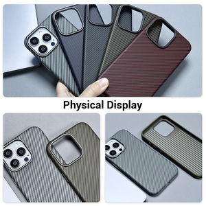 Kim Loại Và Da Máy Ảnh Khung Trường Hợp Đối Với <span class=keywords><strong>iPhone</strong></span> Redmi Lưu Ý 11 Pro Carbon Kết Cấu Khâu Mô Hình Với PC Cover Quay Lại Màu Đỏ - Product Image 3