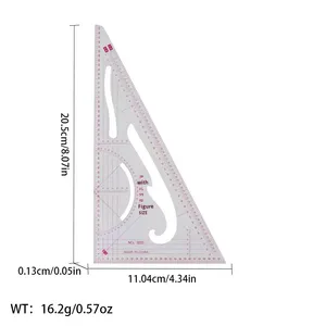 ชุดไม้บรรทัดเกรดชุดเครื่องเขียนแบบพีวีซีสำหรับทำเสื้อผ้าไม้บรรทัดปลอกสำหรับตัดมีร่องทำเครื่องหมายทรงโค้งสำหรับเสื้อผ้า - Product Image 6