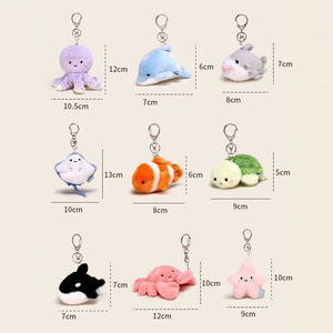 Porte-clés en peluche série animaux marins mignons (Dauphin, <span class=keywords><strong>Crabe</strong></span>) avec fonction sonore, poupée en peluche rembourrée <span class=keywords><strong>de</strong></span> coton PP, jouet en peluche doux pour machine à griffes - Product Image 6